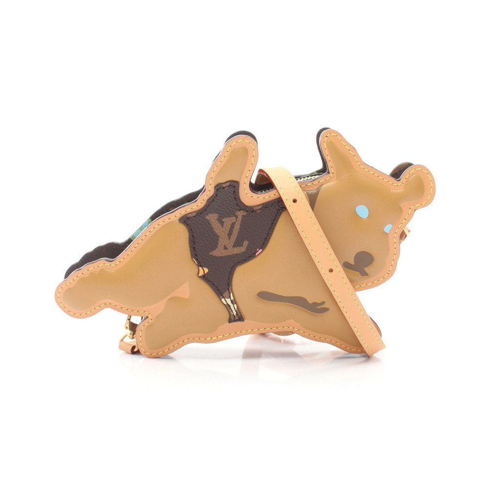Louis Vuitton Dog on Strap Shoulder Bag Canvas Leather Brown